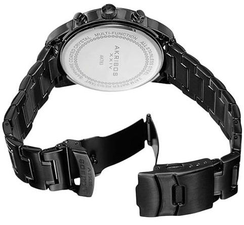Akribos XXIV Men`s Black Dial Stainless Steel Band Watch - AK783BK