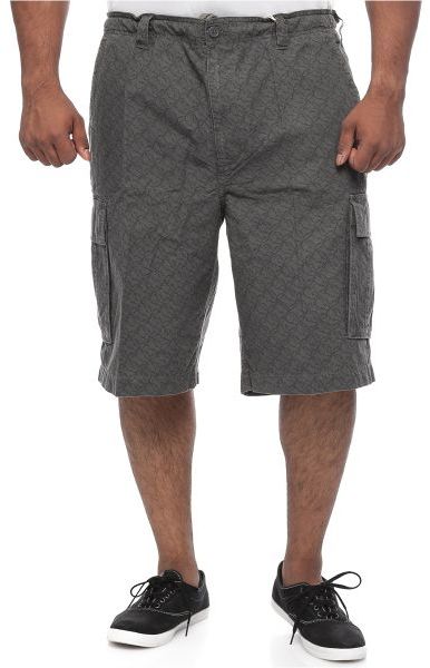 627 Blue Big and Tall Knee length Drawstring Waistband Cargo Shorts Cotton for Men - Grey