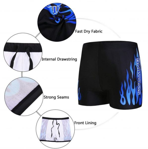 Men`s Swimsuit Set Swim Goggles Swim Cap Ear Plugs Nose Clip Swim Bag Jammer Swimming Set Size 3XL
