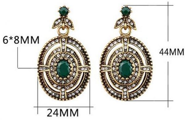 Retro Boho Style Alloy Gem Hook Hollow Big Earrings
