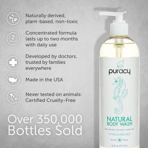 Puracy Natural Body Wash, Citrus and Sea Salt, 16 Fluid Ounce