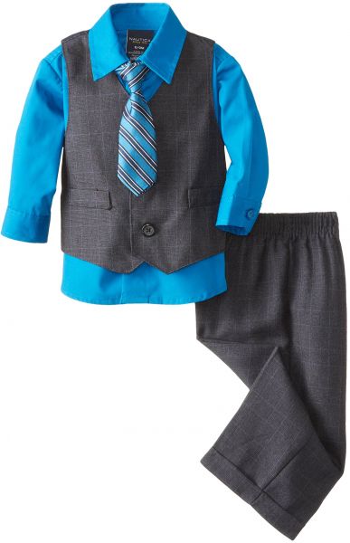 Nautica Dressy Vest Set, Blue/Grey, 3-6 Months