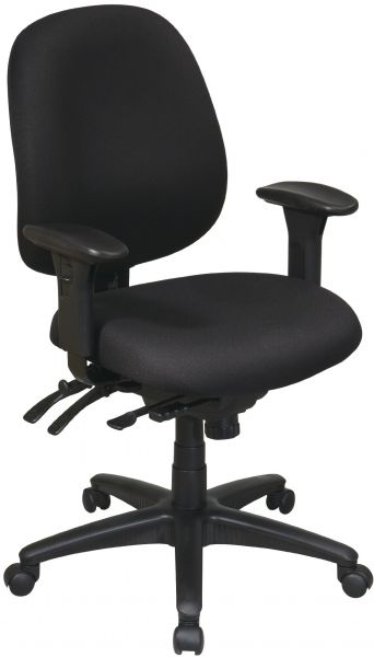 Office Star Mid Back Multi Function Chair with Seat Slider, Ratchet Back Height Adjustment and Adjustable PU Padded Arms