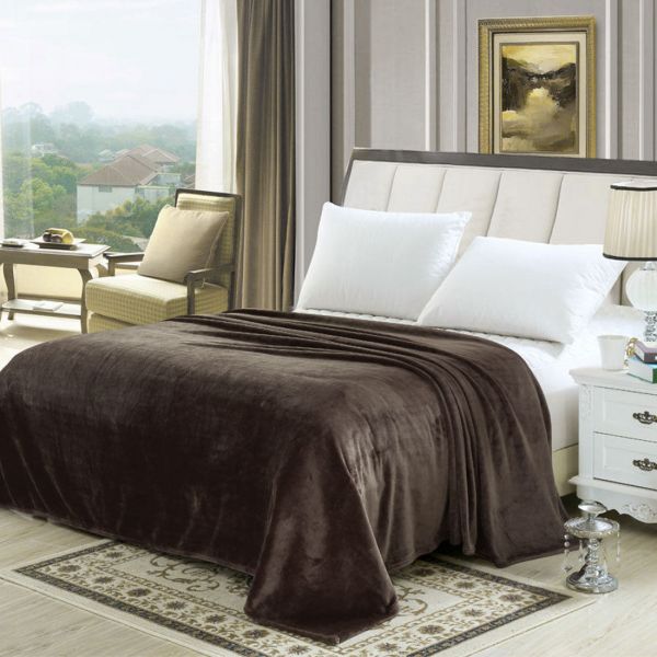 Soft Flannel Fleece Blanket, Dark Brown , Single Size, 200*160 cm