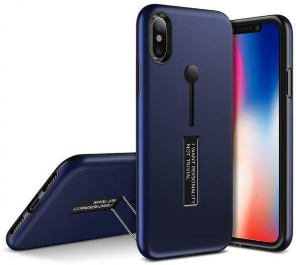 iPhone X cover with Compact plastic grip , Dark blue color