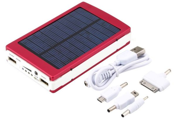 Solar Power Bank 300000mAh Portable External Battery Charger For Mobile Phone Red